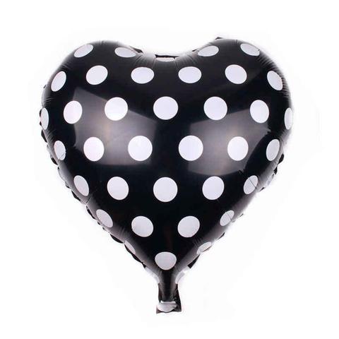 Сердце (фольга) Черный шар белый горох Украина 18″