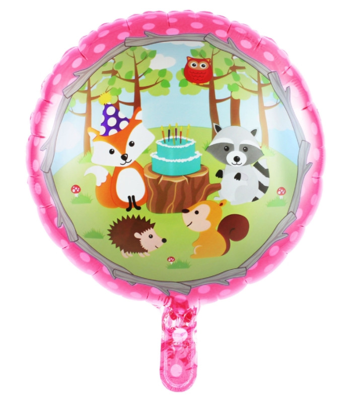 18" Круг Лесные звери розовый 