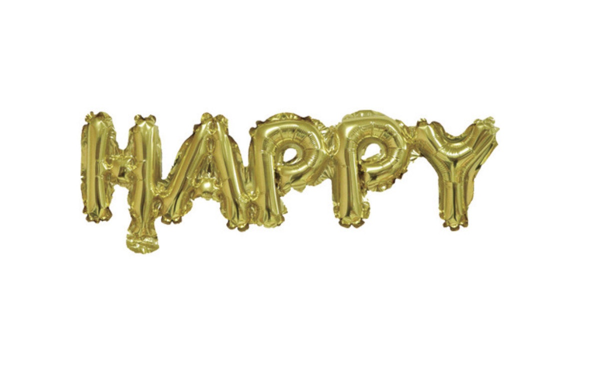 Надпись "Happy" золотая 45 см