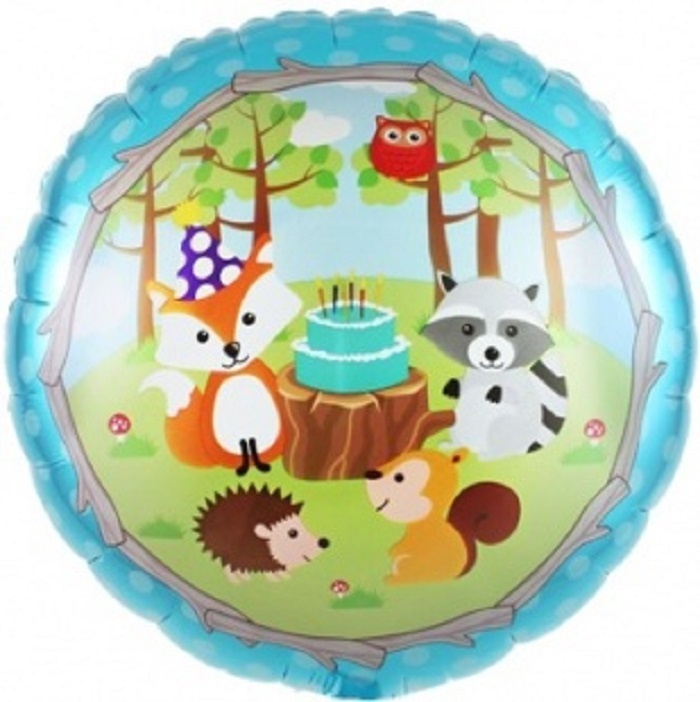 18" Круг Лесные звери синий