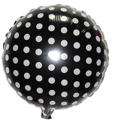 Круг (фольга) Черный шар белый горох Украина 18″