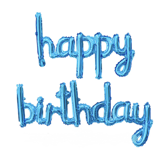 Надпись HAPPY BIRTHDAY прописью, Синяя ,40 см 