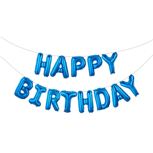 Надпись "Happy Birthday" Синяя 16"