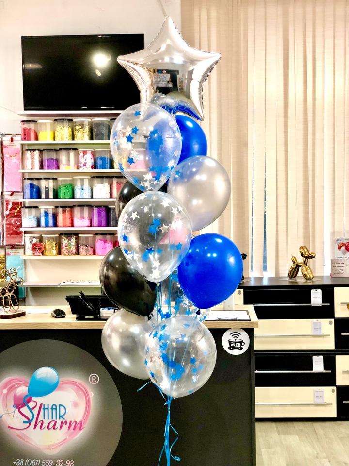 Букет сине-чёрных шаров