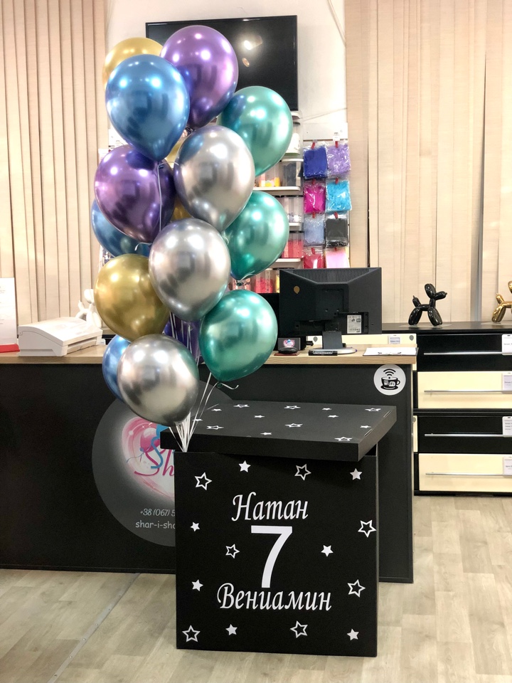 Коробка с шарами хром 