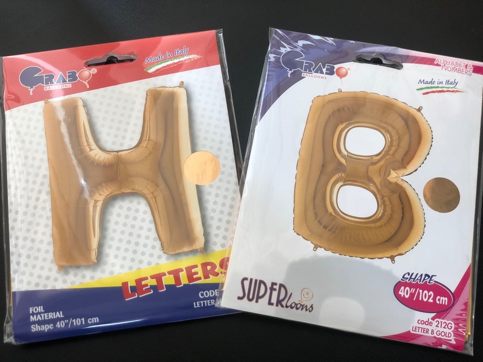 Буквы HB золото 1 метр. с гелием 