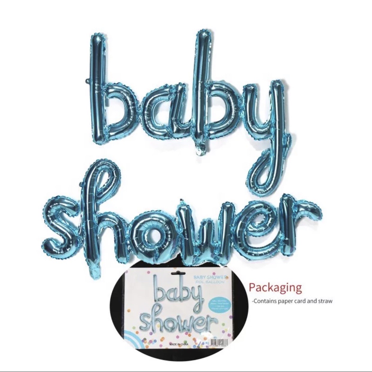 Надпись "Baby Shower" голубая.98*65 см. и 131*44.5 