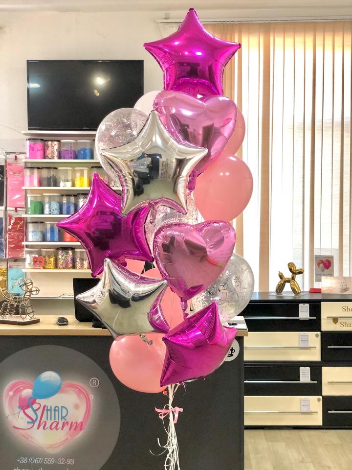 Букет шаров розо-малиновый