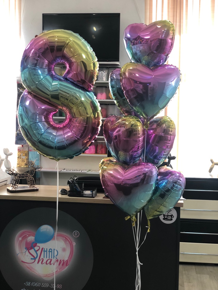 Набор омбре цифра и сердца 