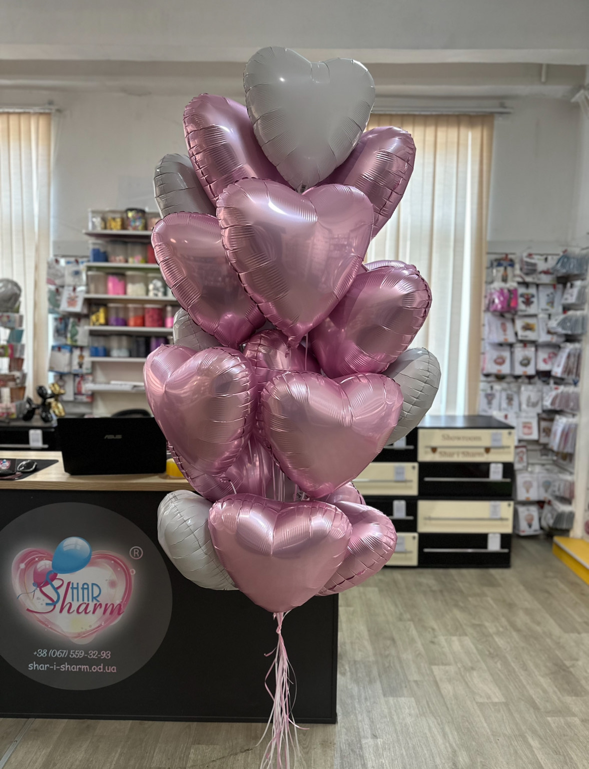 Букет сердец бело-розовых