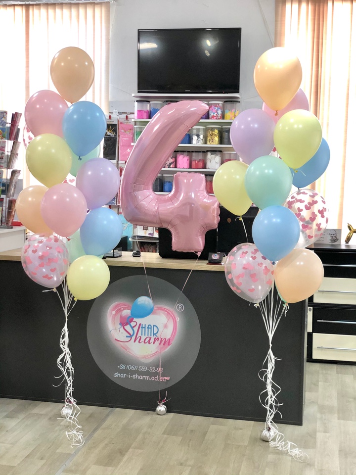 Набор пастельный 2 букета + цифра 