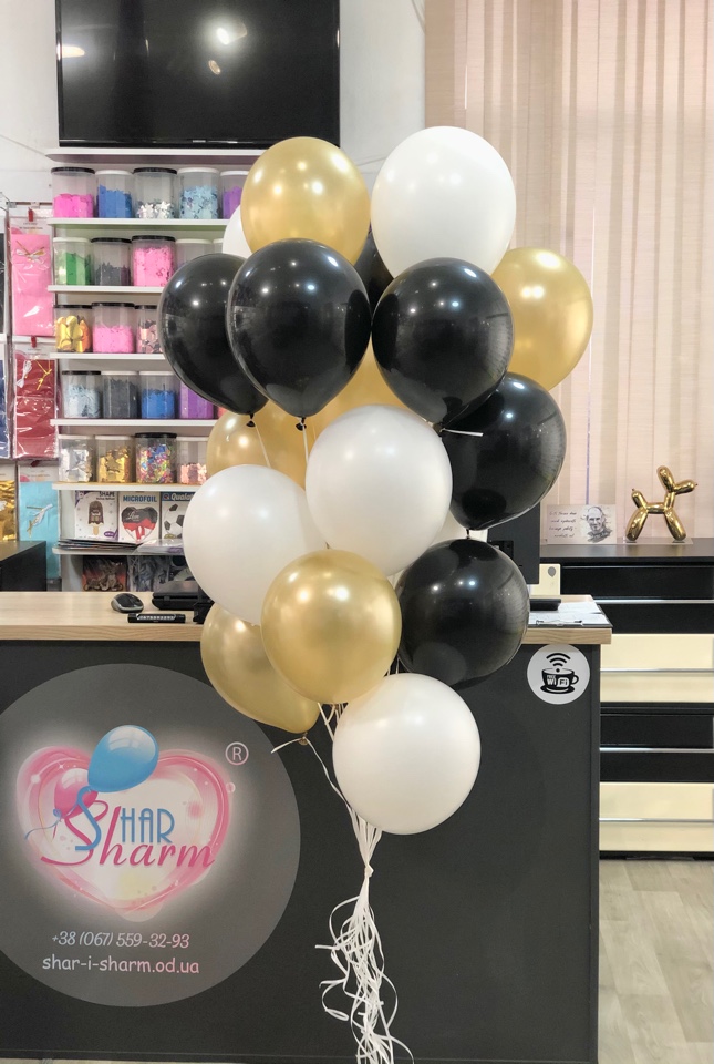 Набор шаров (черно-бело-золото)