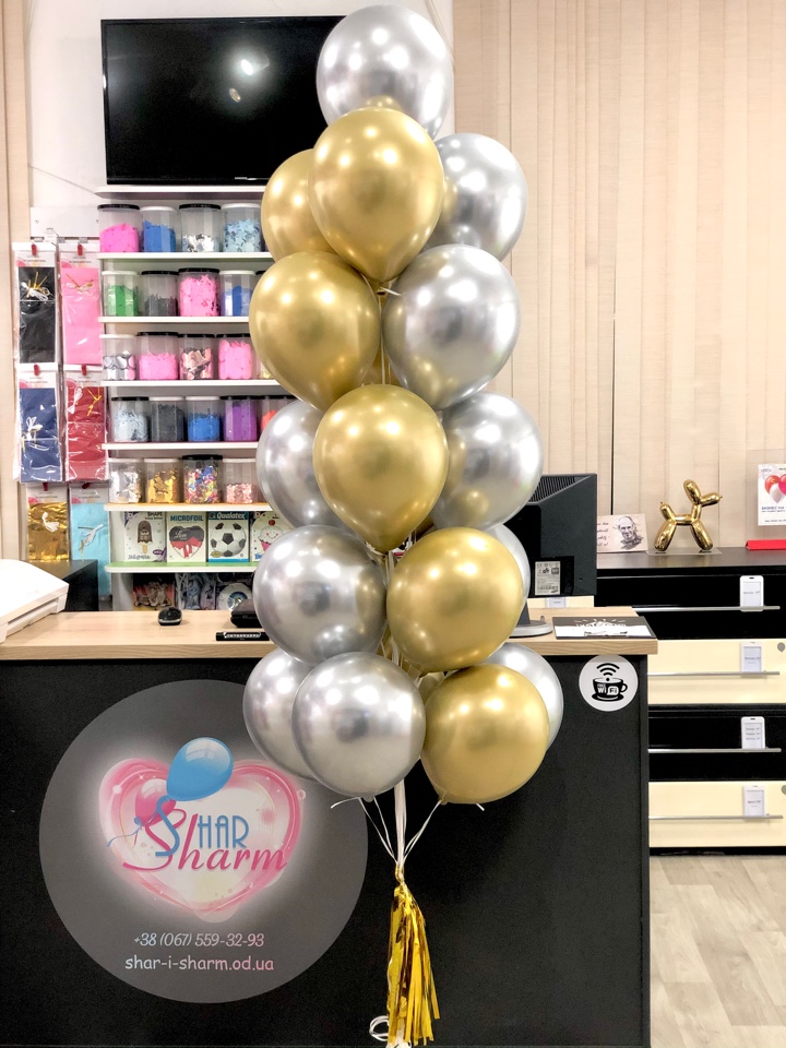 Букет шаров хромовый