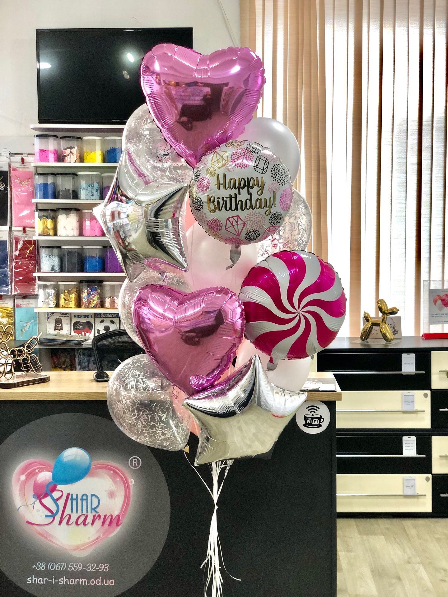 Букет шариков с конфеткой