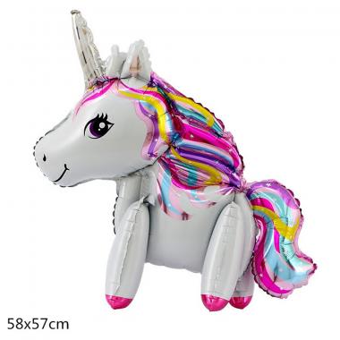 3D "Единорог" Белый радужный 60см