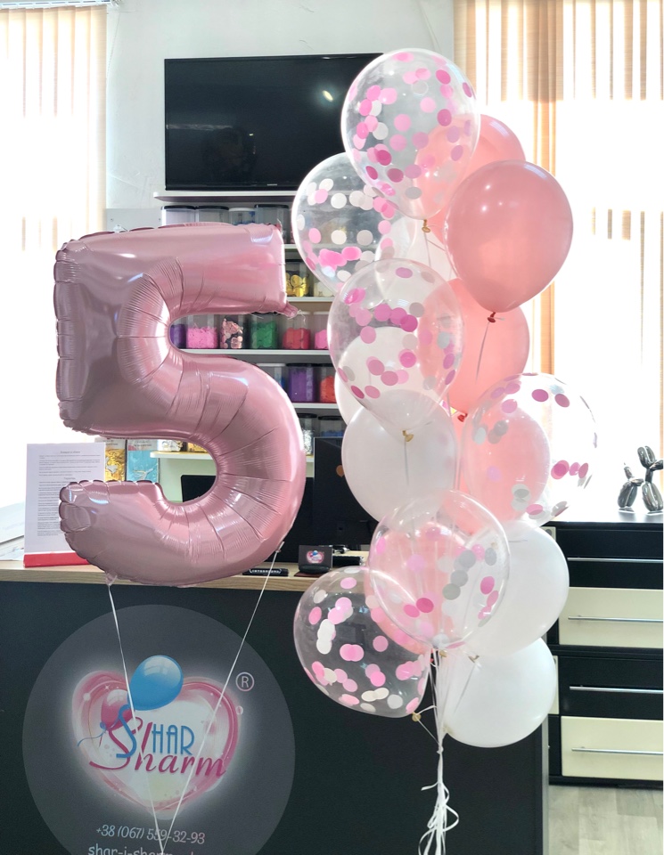 Набор шаров - цифра + букет 