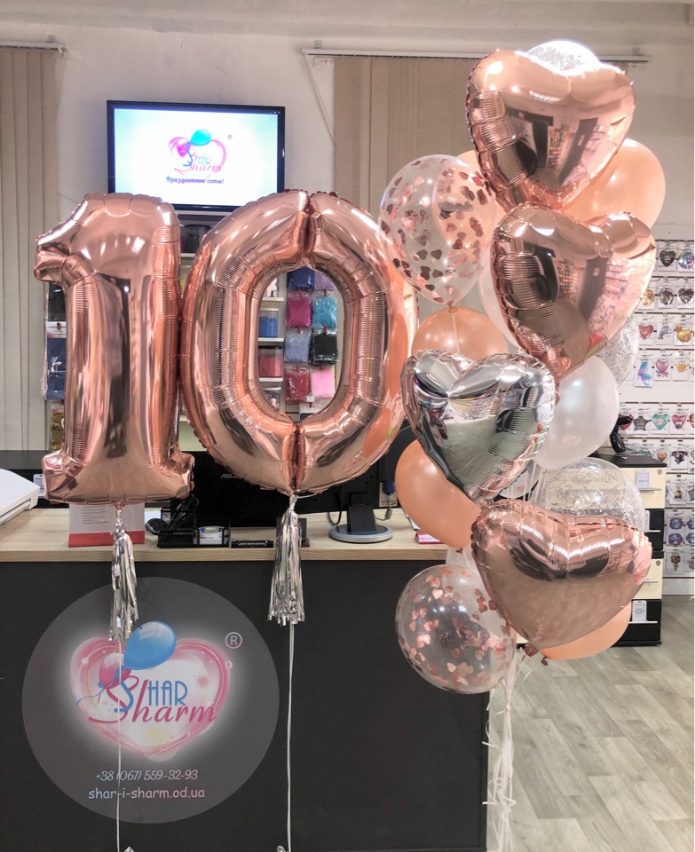 Набор шаров в цвете - розовое золото/серебро