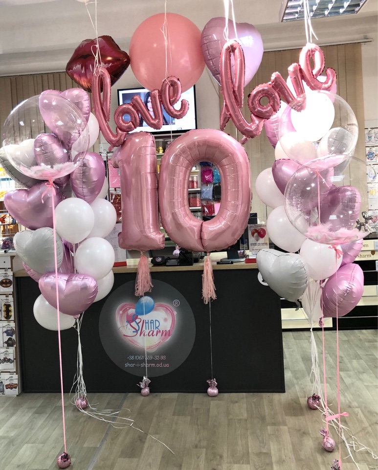 Нежное оформление шарами 