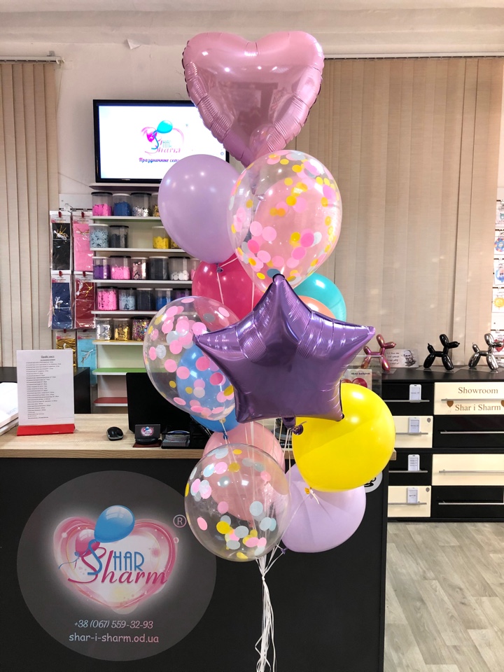 Букет шаров в нежной цветовой гамме