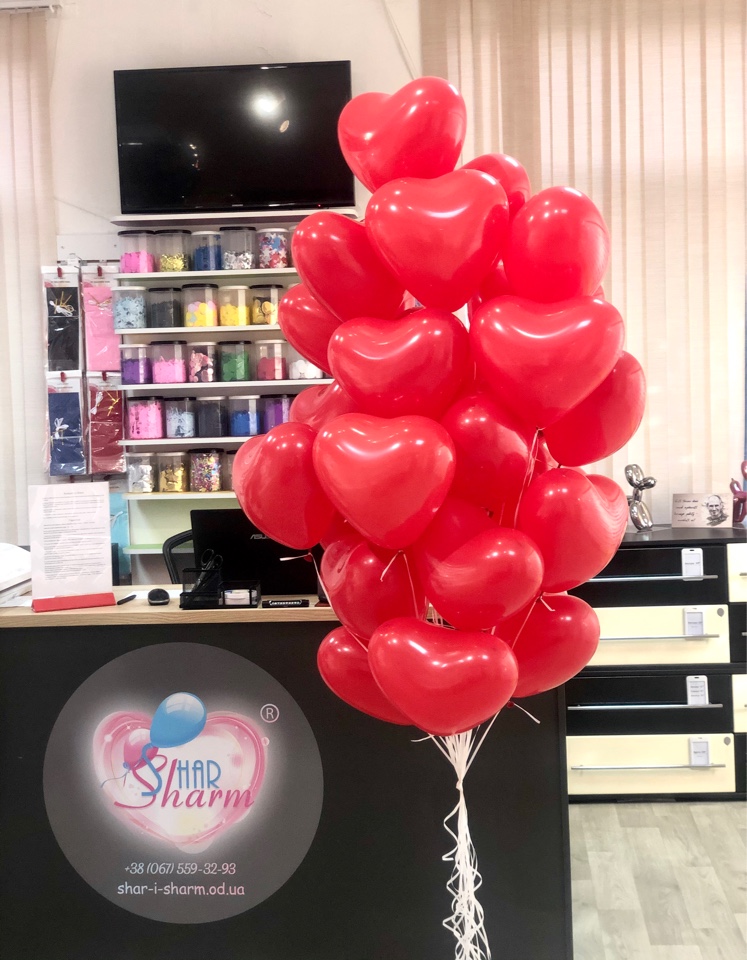 Букет шаров сердечек