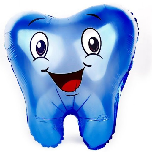 Шар в форме"Зубика" голубой.Размер 56см.*49см.