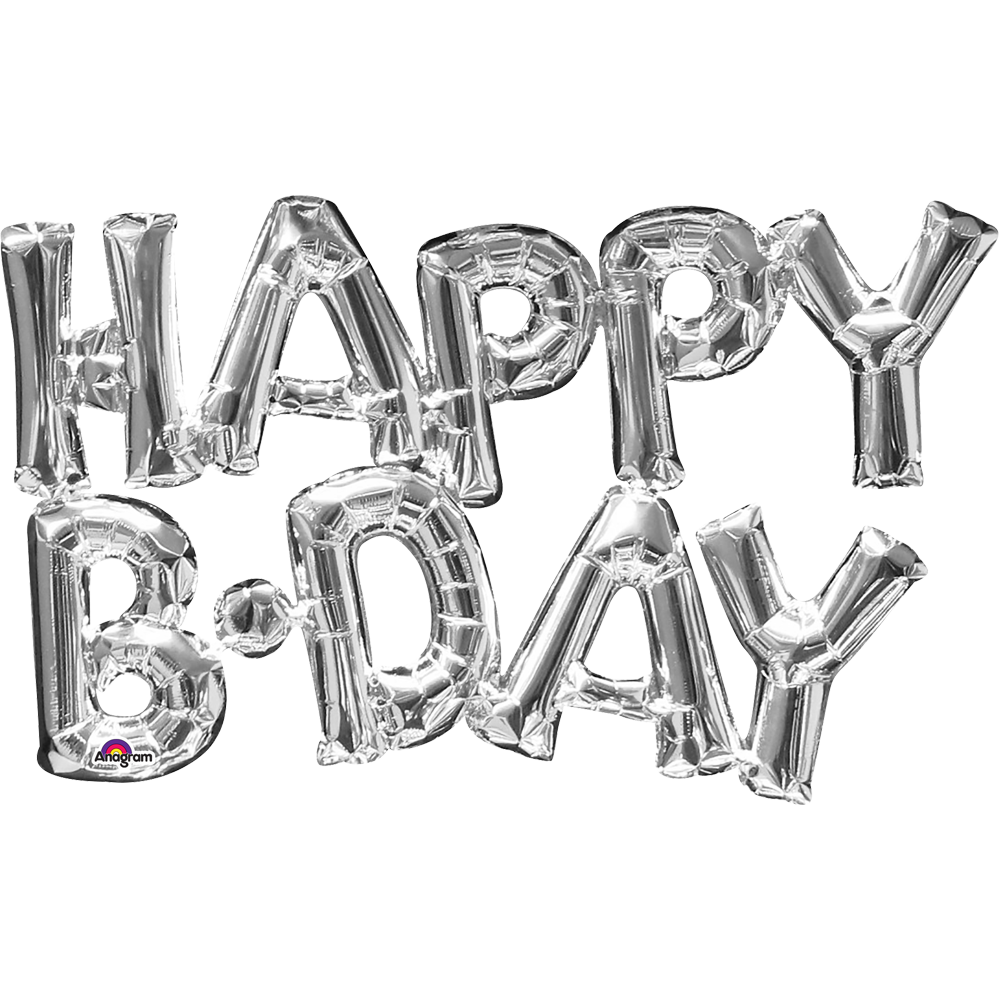 Фольгированные Шары Воздушные "Happy B-day" буквы серебро 16"