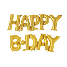 Фольгированные Шары Воздушные "Happy B-day" буквы золотые 16"