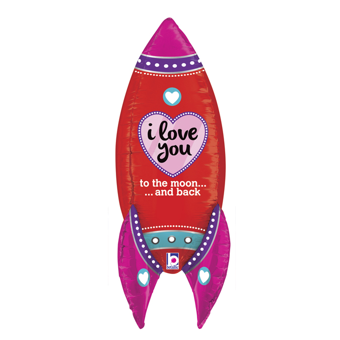 Шар с гелием 36″ ФИГУРА УП ILY Ракета до Луны и обратно 3D