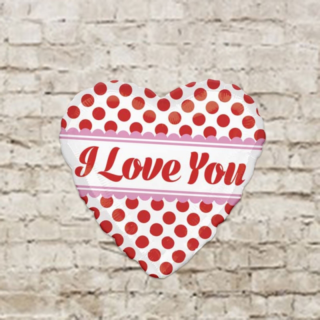 18" Шар Сердце красный горох 