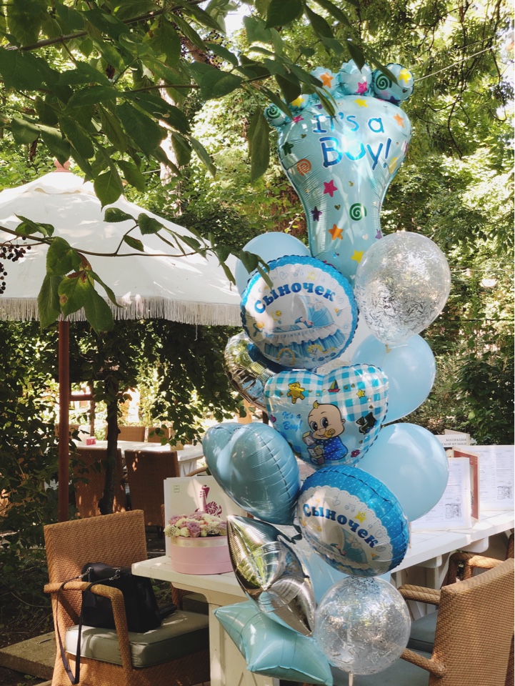 Букет шаров на выписку из род дома.Мальчик