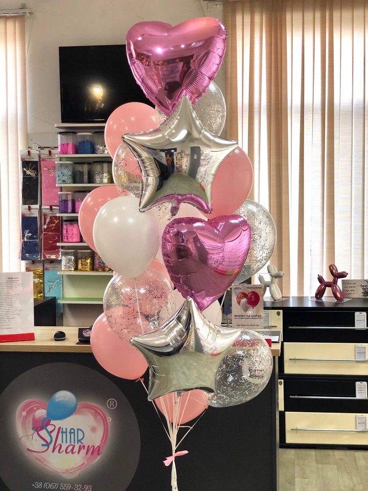 Букет шаров розово-малиновый