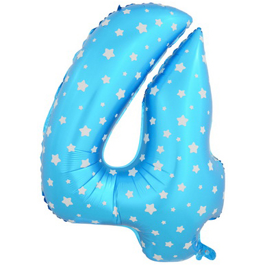Цифра 4 синяя в звездах