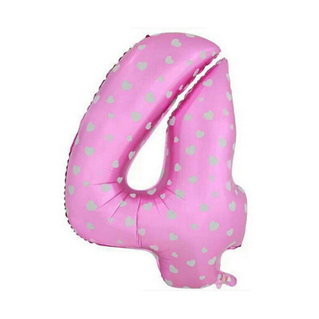 Цифра 4 розовая в сердечко