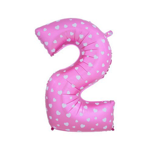Цифра 2 розовая в сердечко