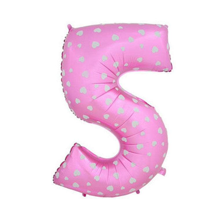 Цифра 5 розовая в сердечко
