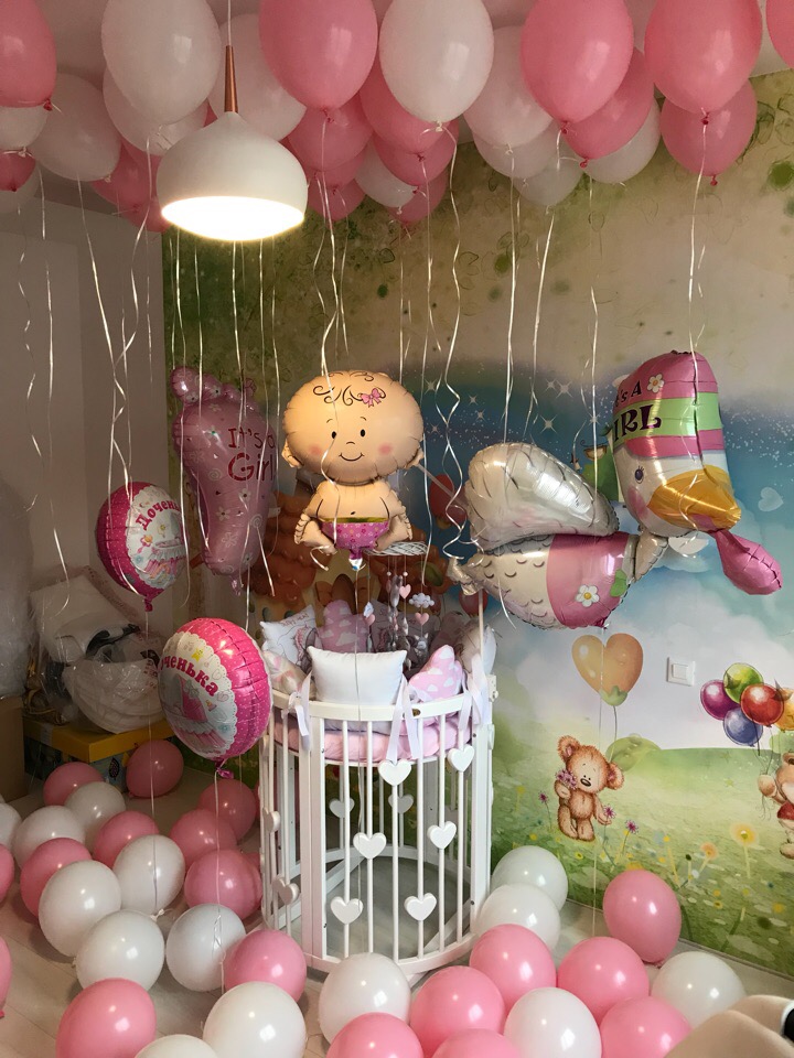 Шарики в Роддом.Встречаем девочку)вариант №12