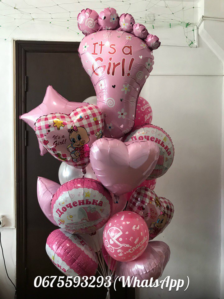 Шарики в Роддом.Встречаем девочку)вариант №15
