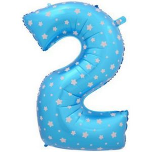 Цифра 2 синяя в звездах