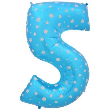 Цифра 5 синяя в звездах