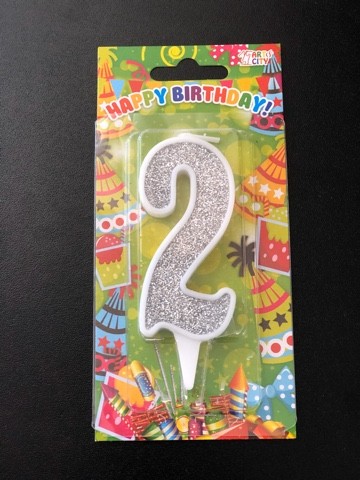 Свеча 2 серебро (10см)