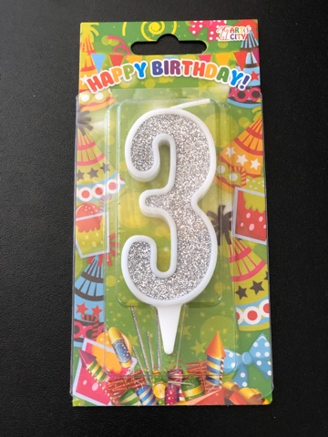 Свеча 3 серебро (10см)