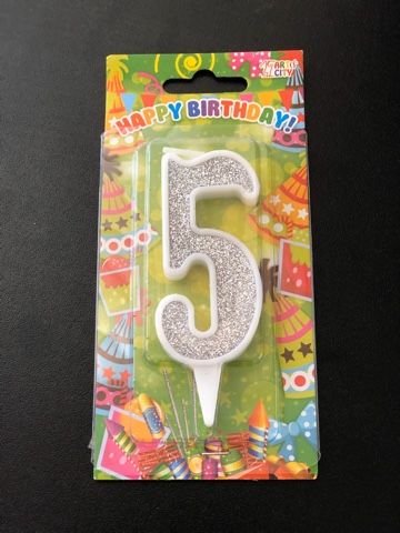 Свеча 5 серебро (10см)