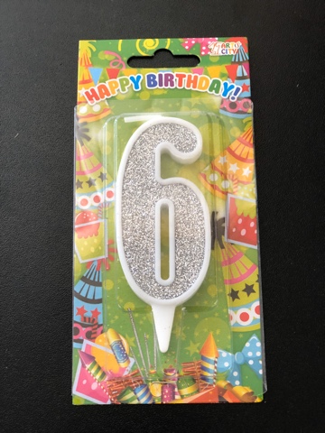 Свеча 6 серебро (10см)