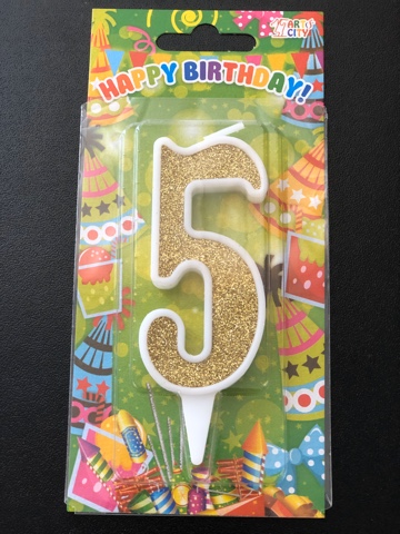 Свеча 5 золото (10см)