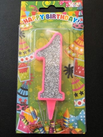 Свеча 1 розовая (10см)