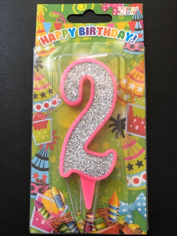 Свеча 2 розовая (10см)