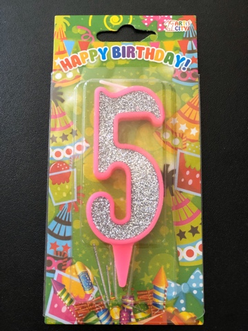 Свеча 5 розовая (10см)