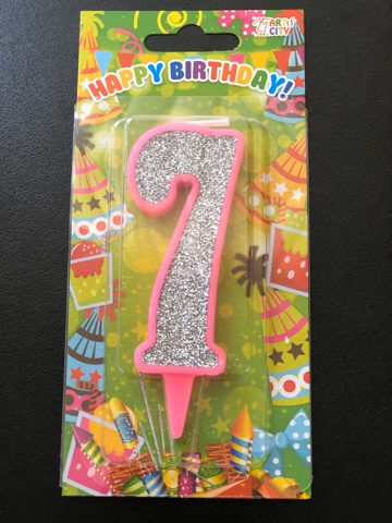 Свеча 7 розовая (10см)