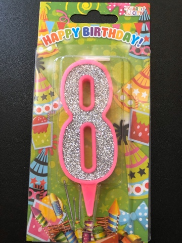 Свеча 8 розовая (10см)