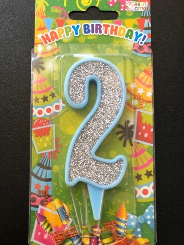 Свеча 2 голубая (10см)